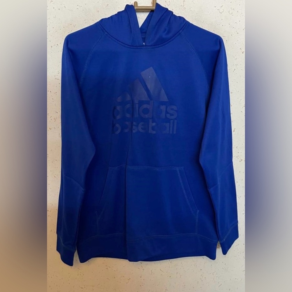Adidas Blue Baseball Pullover Hoodie Sweatshirt Size Medium, EUC